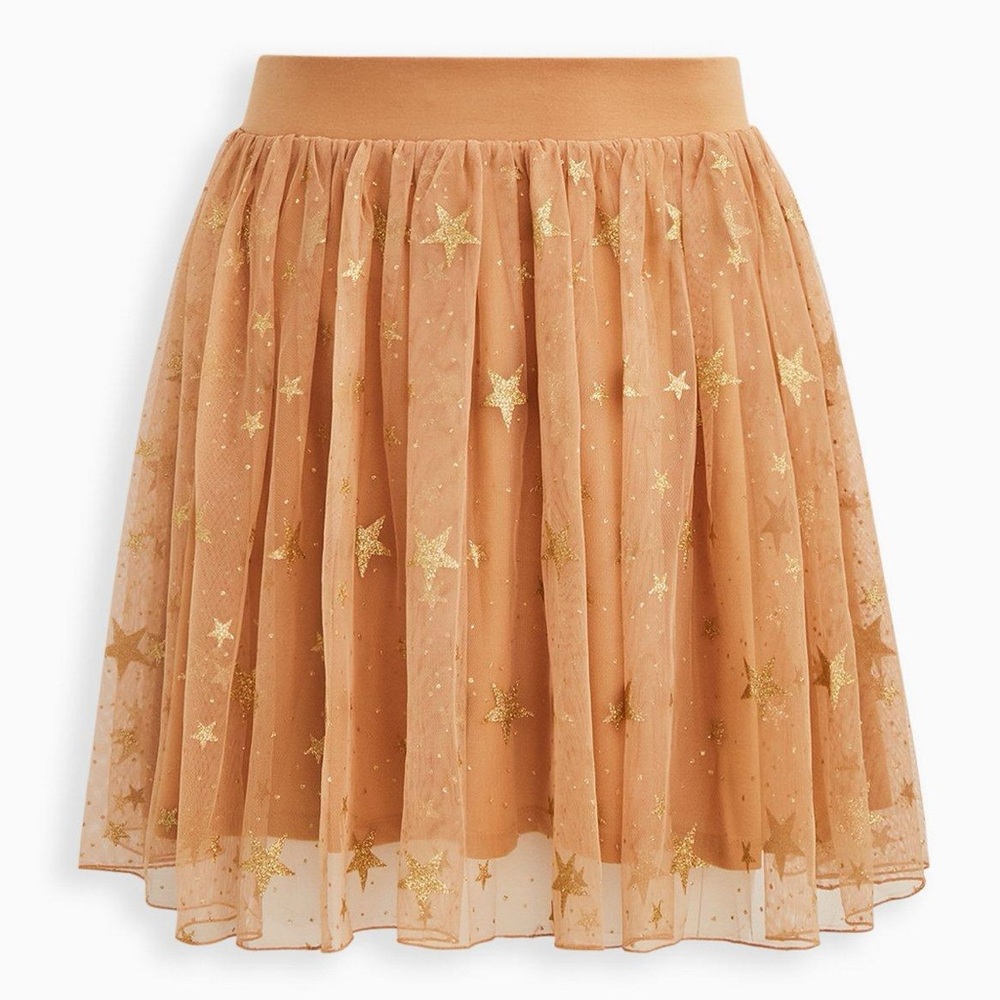 Torrid Brown & Gold Star Tulle Skater Mini Skirt